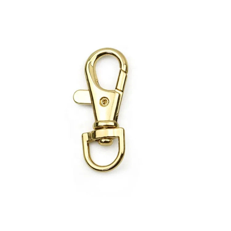 Zinc alloy light gold D tail hook clasp leather goods connection, metal big lobster key dog clasp hardware