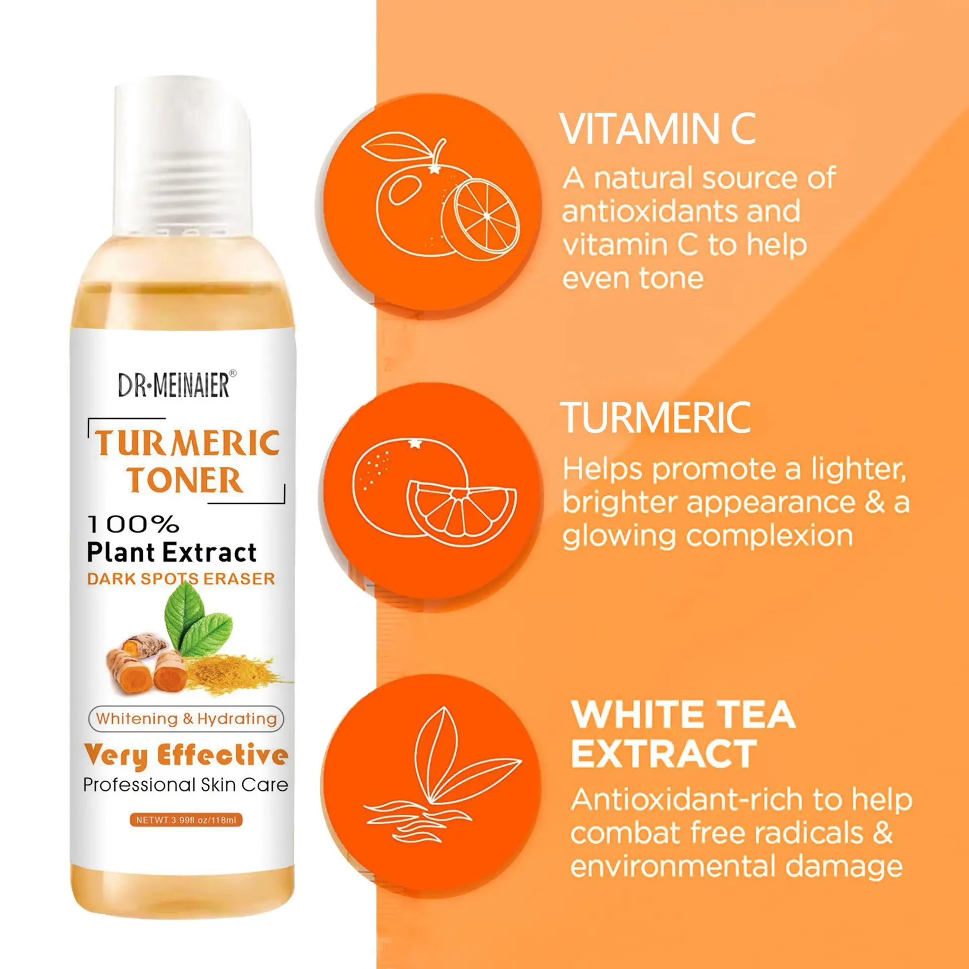 Wholesale Moisture Whitening Turmeric Water Toner Effective Anti-acne Brightening Firming Skin Corrector Face Toner