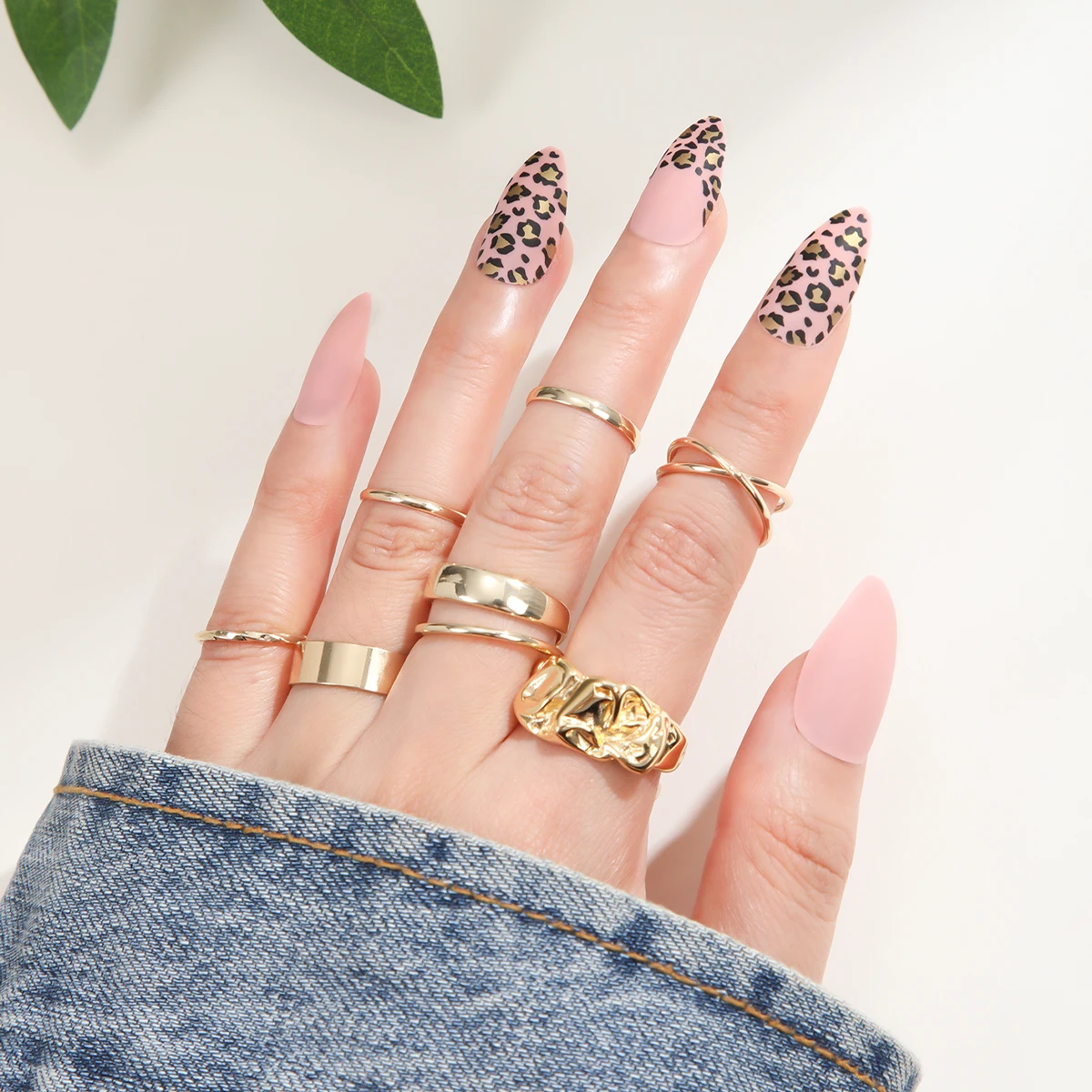 24PCS Fake Nails Medium Length Colorful Press on Nails Almond Acrylic Full Cover False Nails for Women and Girls