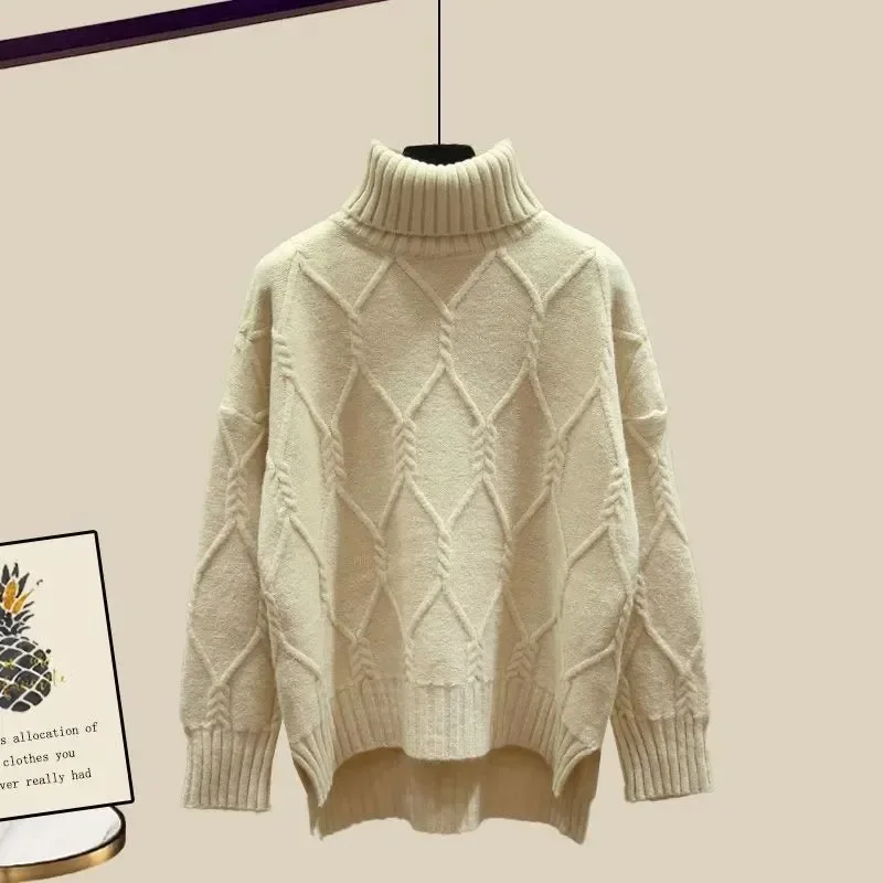 2024 new style outfit plus velvet thickened denim jacket with slim jeans sweater pullover three-piece suit for women
