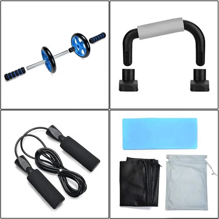 Набор роликовых колес ab с отжимной штангой скакалкой и наколенником идеальной тренировкой для