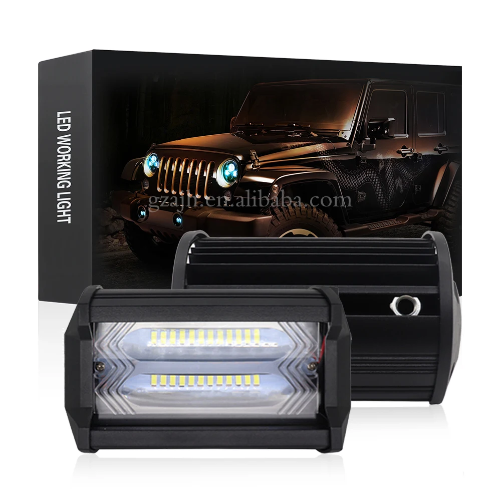 5 Inch 72W LED Pod Light 24 Bulb DRL Driving Lamp 6000K white light 6D Lens Flood Beam Truck headlight 4WD SUV ATV 4x4 Light