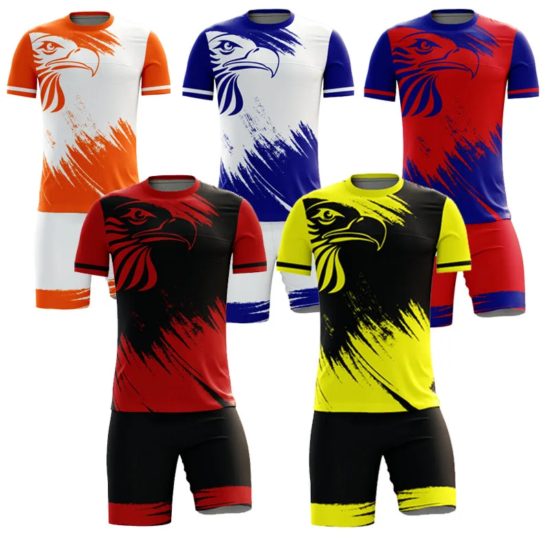Sublimation Soccer Jerseys Boys Football Kits Youth Soccer Training Uniform Football Short Sleeve Uniforms