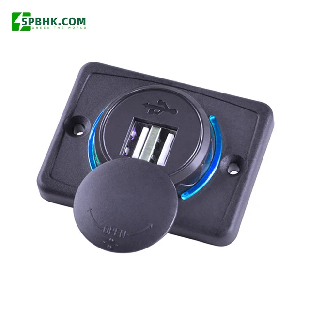 DC 12V Flat Surface Panel Mount Dual Socket 3.1A Car Seat USB Bus RV Accessory Boat Fast Charger 12-24V