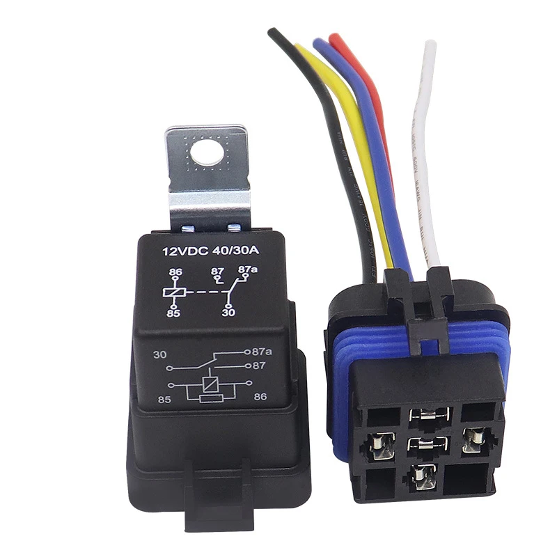 5-PIN SPDT Automotive Waterproof Relay with Harness Set, Car Marine Relays, 12 Volt 40/30 AMP DC Relay Kit
