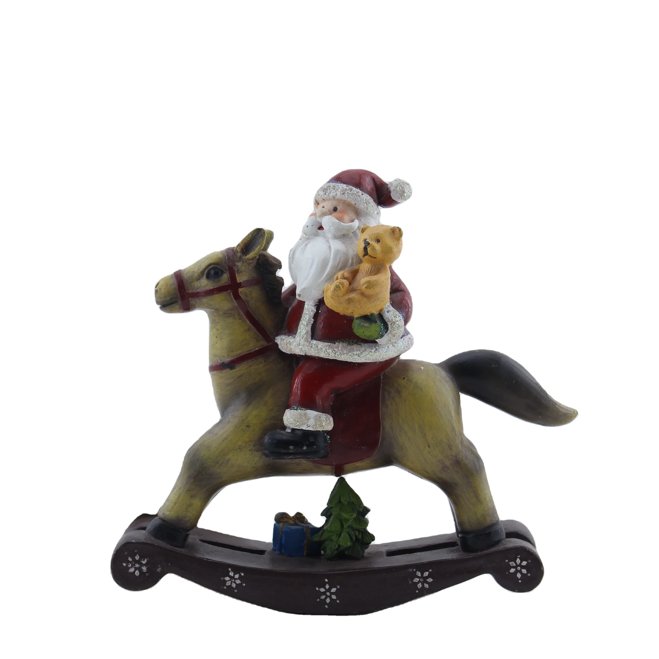 Фабричные недорогие рождественские статуи Троянский конь с орнаментом Санта-Клауса полимерные формы подарки набор для рукоделия продажи внутреннее украшение дома