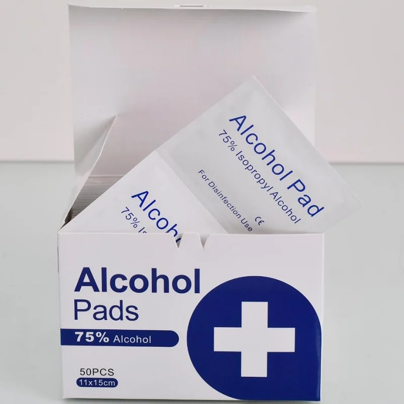 Customized design 75% alcohol prep pad for nail cleaning and disinfect alcohol swab printed logo disinfection skin care wipes