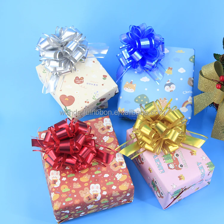 Big Colorful Plastic Ribbon Bows for Wedding and Party Car Decorations for Christmas Flower Wrapping and Gift Pull Bow Ribbon