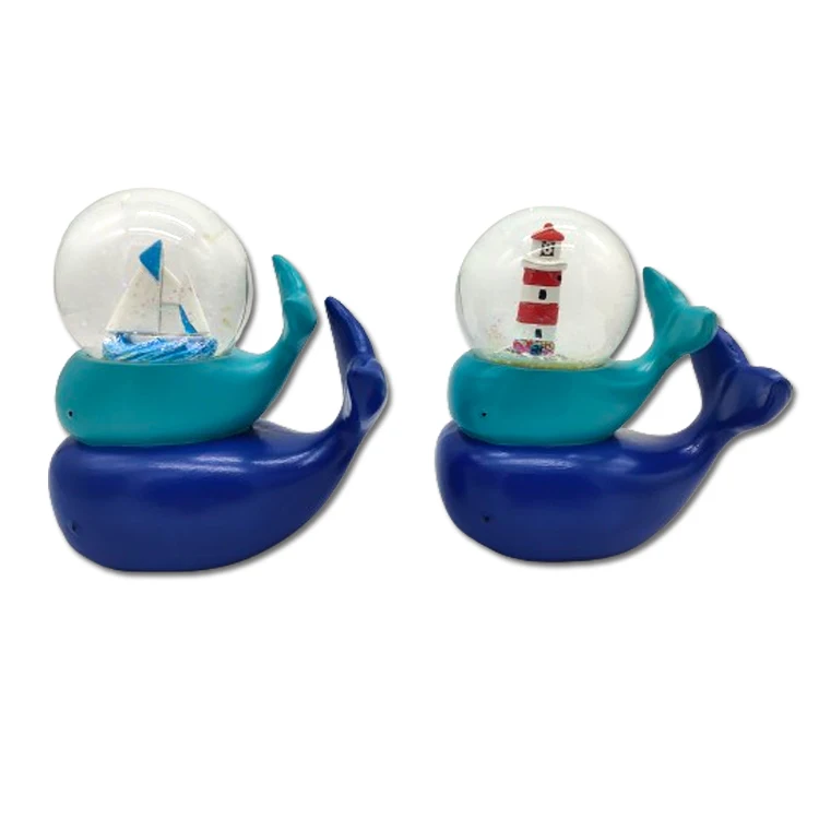 Custom resin ocean whale nautical lighthouse croatia souvenir snow globe