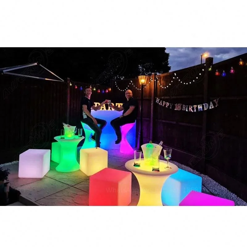 outdoor waterproof charging luminous chair bar furniture led cube 40 cm patio party table event plastic sofa lighting cubes