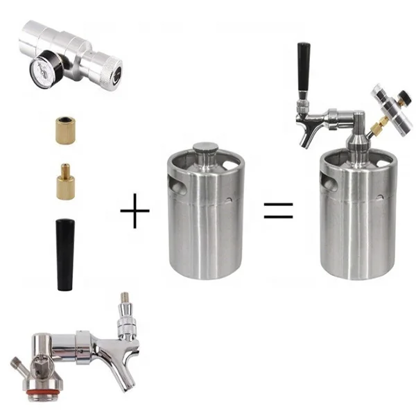 Beer Mini Kegs 128 OZ for Craft beer Dispenser CO2 regulator with beer faucet taps