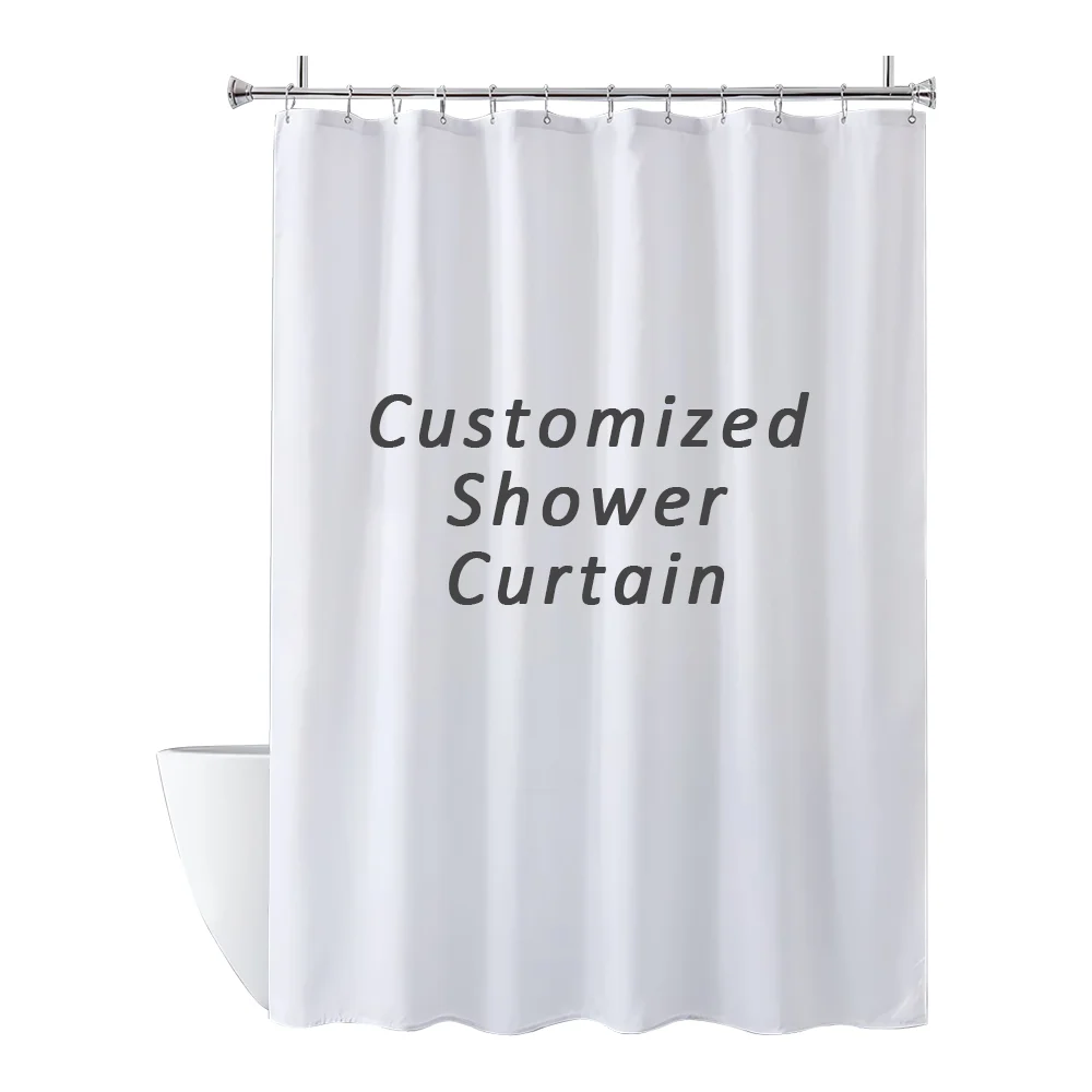 High Quality White WaterProof  Polyester Fabric Shower Curtain Liner Bathroom Shower Curtains