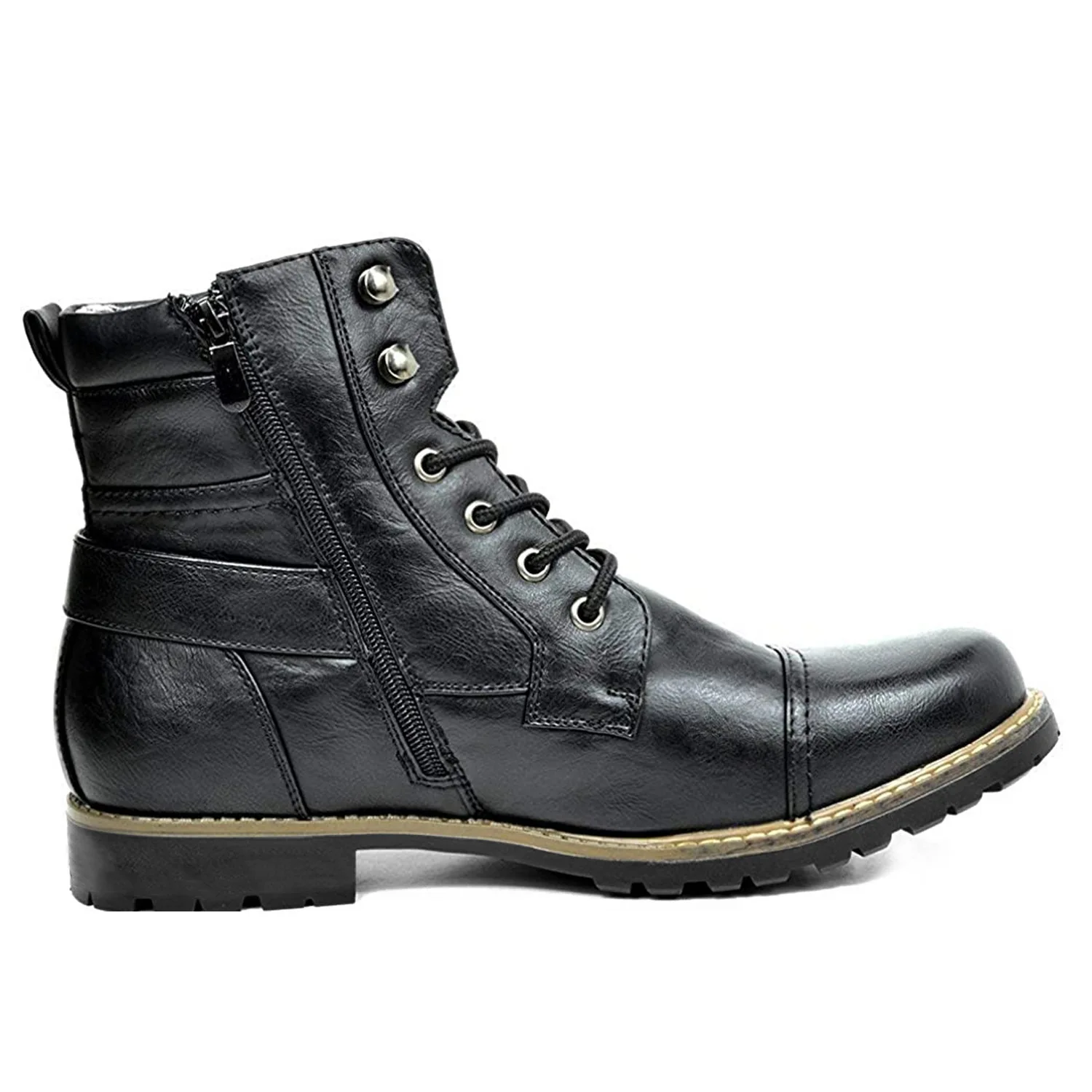 metal double zipper rider boots leather boots for men biker boots for men