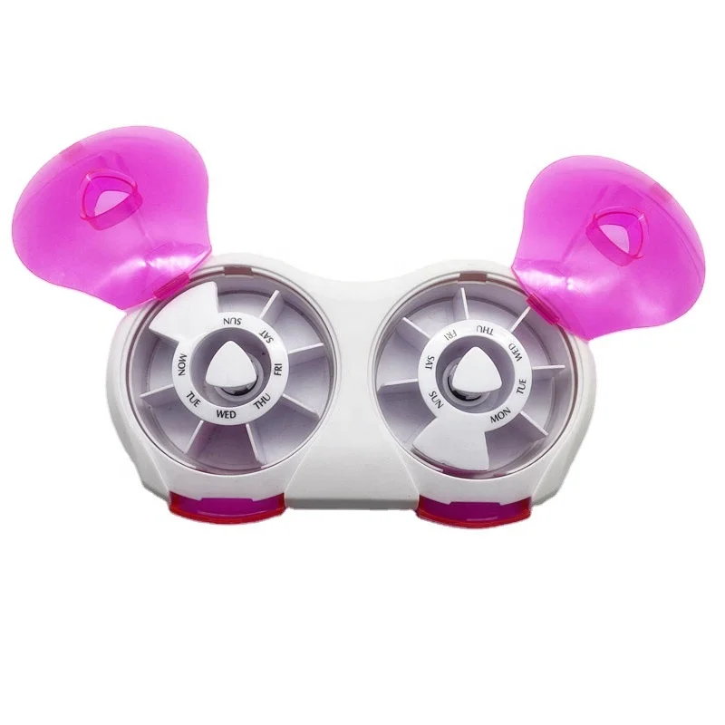 14 days Round Plastic weekly button Pill Box for AM/PM