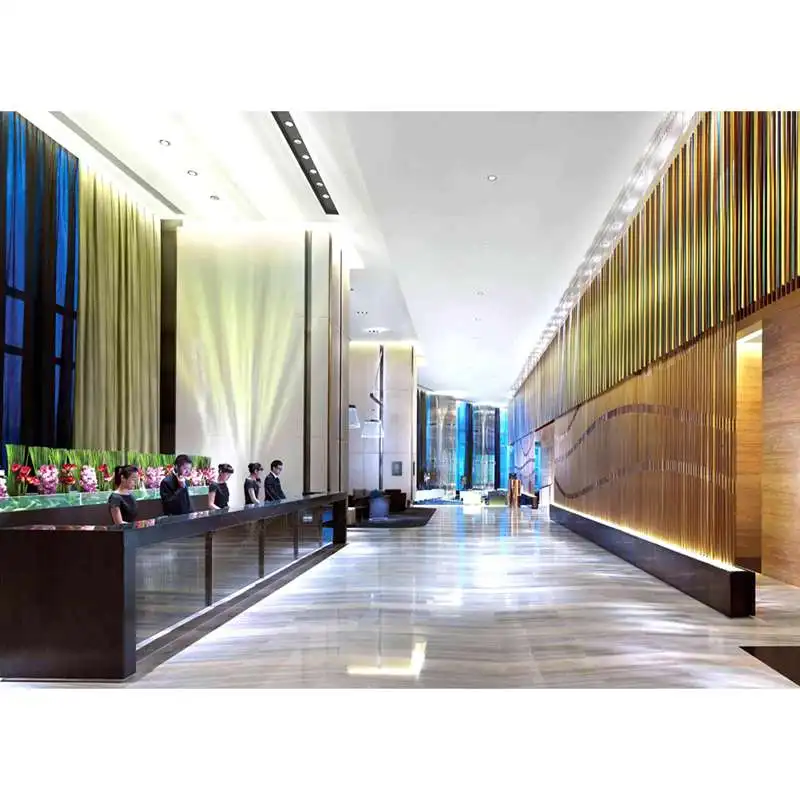 Custom Made L Shaped Front Desk High Gloss White Hotel Used Reception Desk for Office