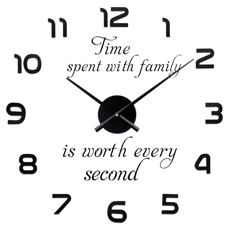 Creative Acrylic Stickers Diy Wall Decoration 3d Mirror Wall Decor Clock 3d Big Diy Wallclock