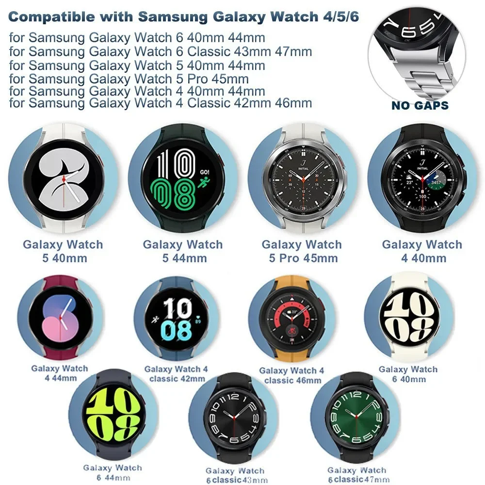 Breathable Silicone Straps for Samsung Galaxy Watch 4 5 6 5Pro 47mm 45mm 44mm 40mm Quick Fit Watch Band for Galaxy watch 6 4