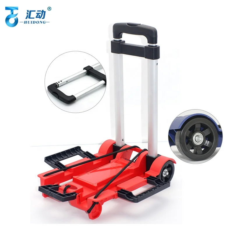 4 wheel School essential folding trolley flat plastic student luggage  trolley carts & folding aluminium alloy luggage trolleys