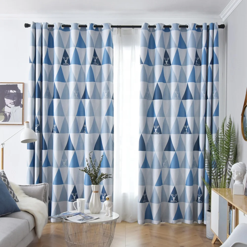China geometric pattern luxury European modern wholesale room curtain textiles house window curtains blackout living room