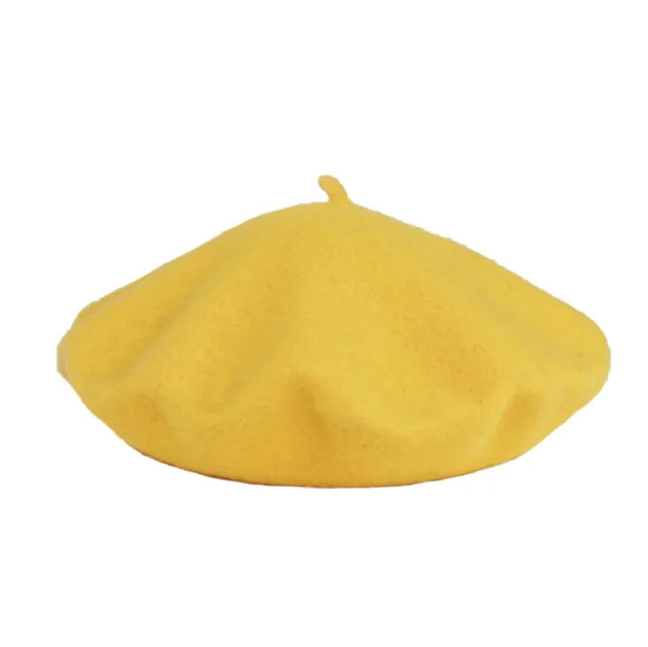 Yellow Range Winter Berets Warm Plain Beret Takes A Vintage Female Girls Artist Beret Woman Flat Wool Beanie Hat Cap Head Wear