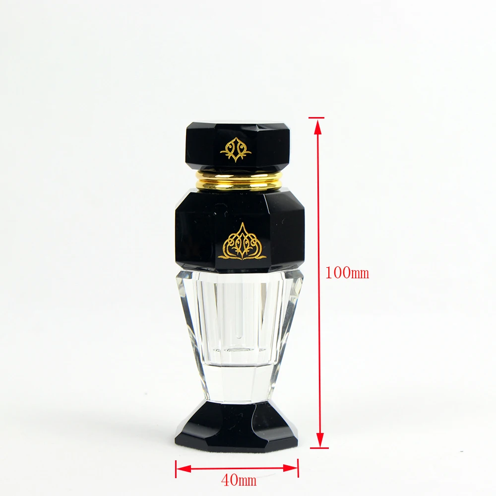 High Grade Crystal Black Vintage Arabic 6ml Perfume Bottle Glass Atta Oil Oud Bottles