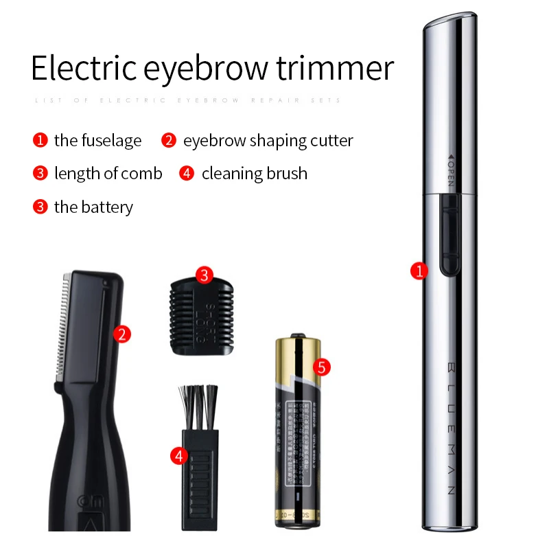 BLUEMAN электрический триммер для бровей не вызывает болезненных ощущений точные брови лица средства ухода за кожей волос триммер для бровей