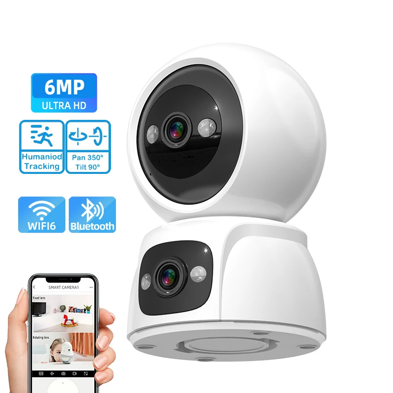 360 rotating 6MP Tuya wifi ip ptz camera smart home security baby monitor camera with 2 way audio