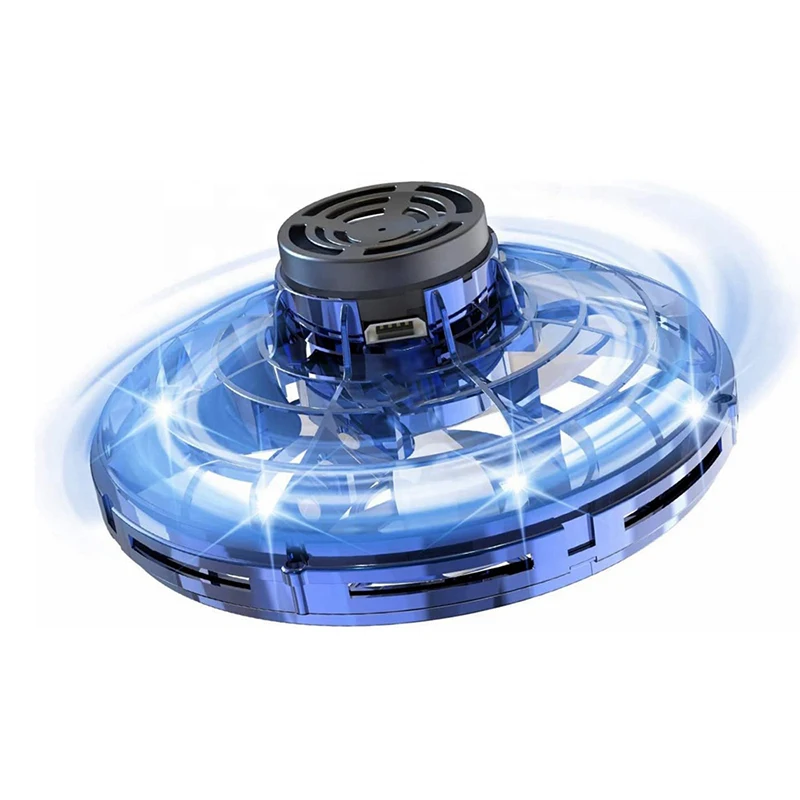 Wholesale Outdoor Toys Stress Relief Led Flying Fidget Spinner Rotating Magic Mini UFO Drones Toy