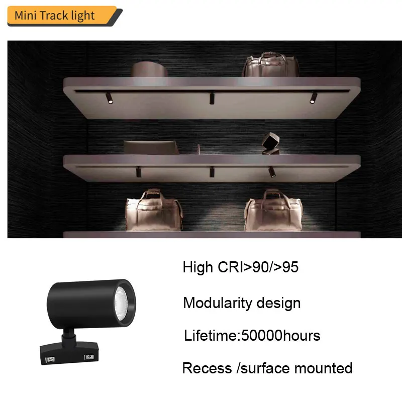 High quality  Mini spotlight 1w 3w 12V 24V  3000K 4000K high CRI 90 led track spot light for jewelry lighting showcase