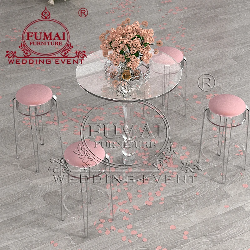 Wholesale Modern Minimalist Round Transparent High Acrylic Bar Table Furniture For Wedding Party
