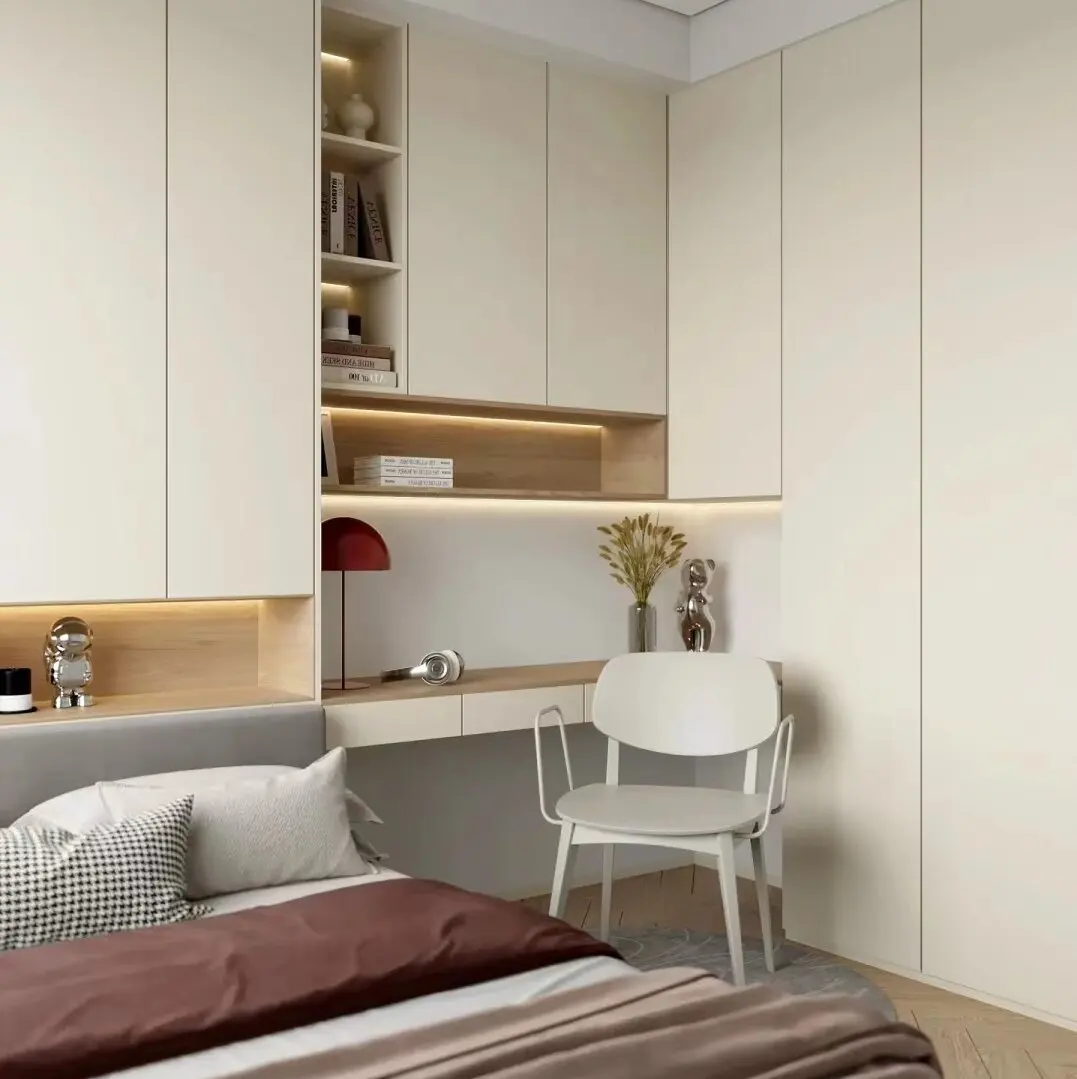 Modern Style Integrated Cabinet Bedroom wardrobe Desk Tatami Cabinet Bed Box-Minimalist Bedroom Set with Storage Features