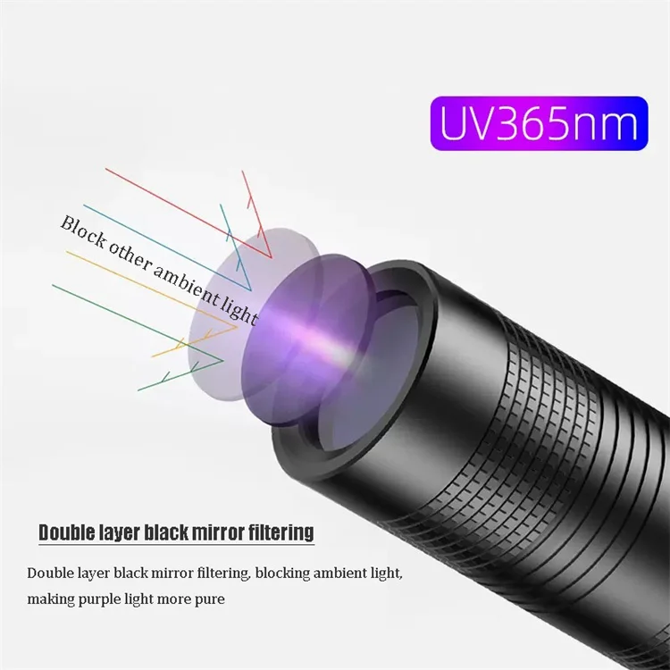 HL165 алюминиевый сплав 10 Вт USB зарядка 365 нм ультрафиолетовый фонарик черный свет зеркальный