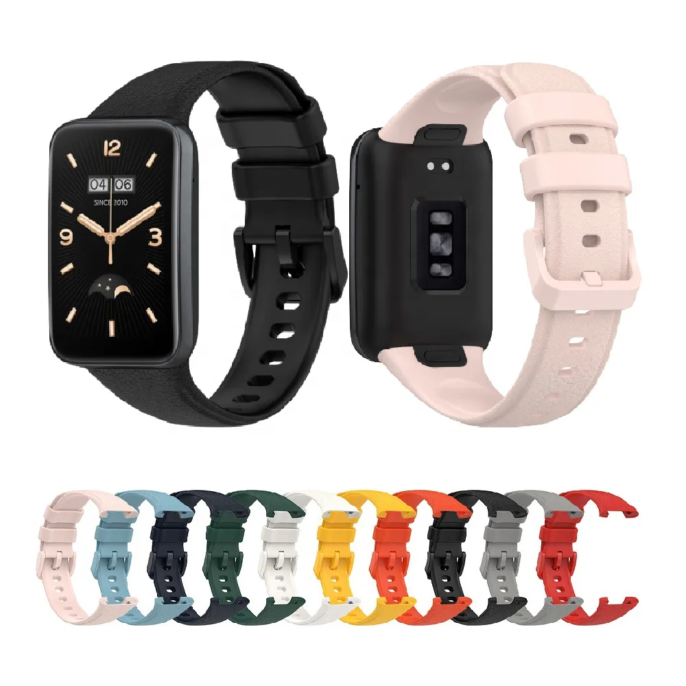 Однотонный спортивный браслет на замену TPE для Xiaomi Mi Band 7 Pro Litchi Pattern силиконовый ремешок часов