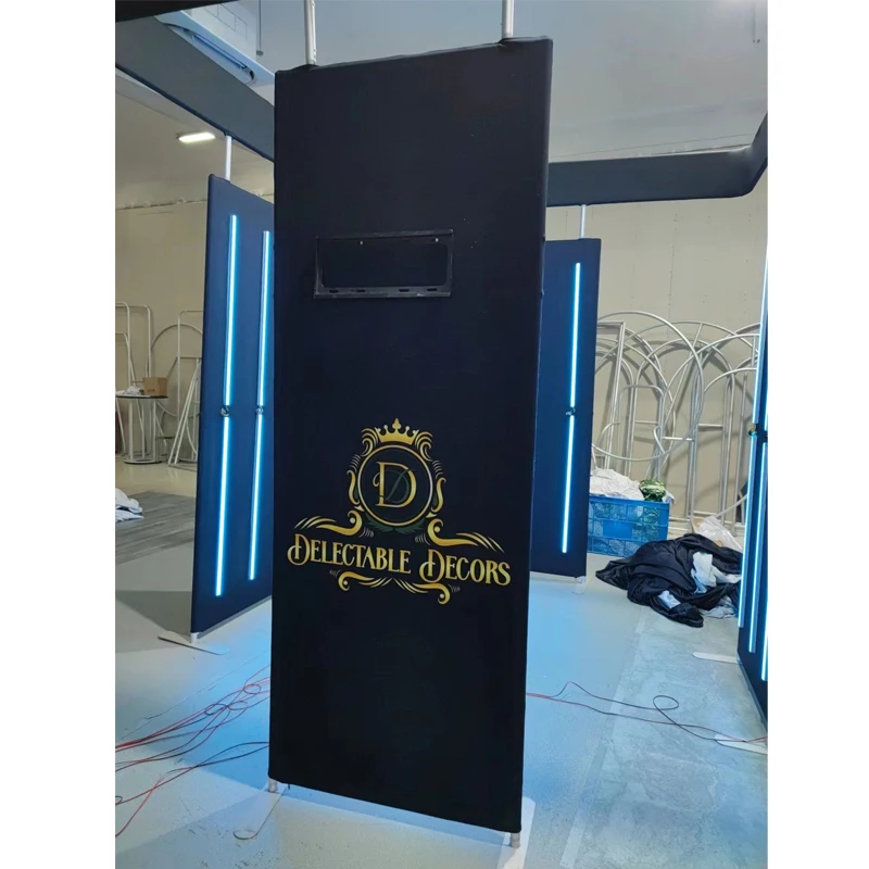 2023 New Style 360 Photo Booth Enclosure Backdrop For Party Wedding Event 360 Degree Video Camera Led Lights Booth Enclosure