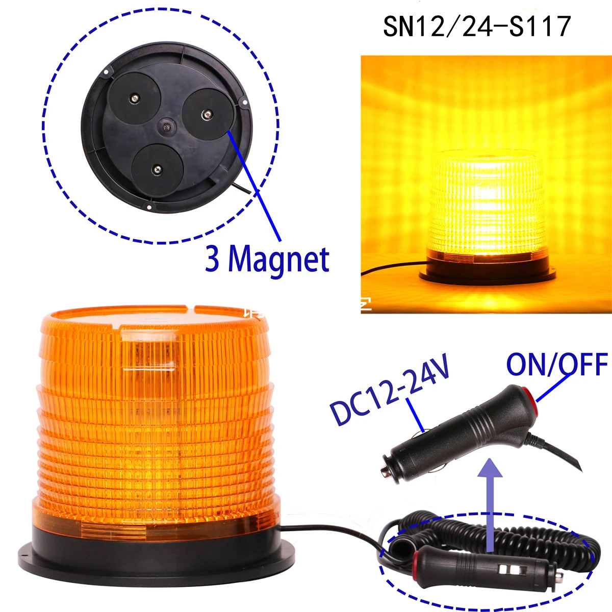  MUYE 12 В 24 маячок от производителя желтый вращающийся светодиодное предупреждающее освещение