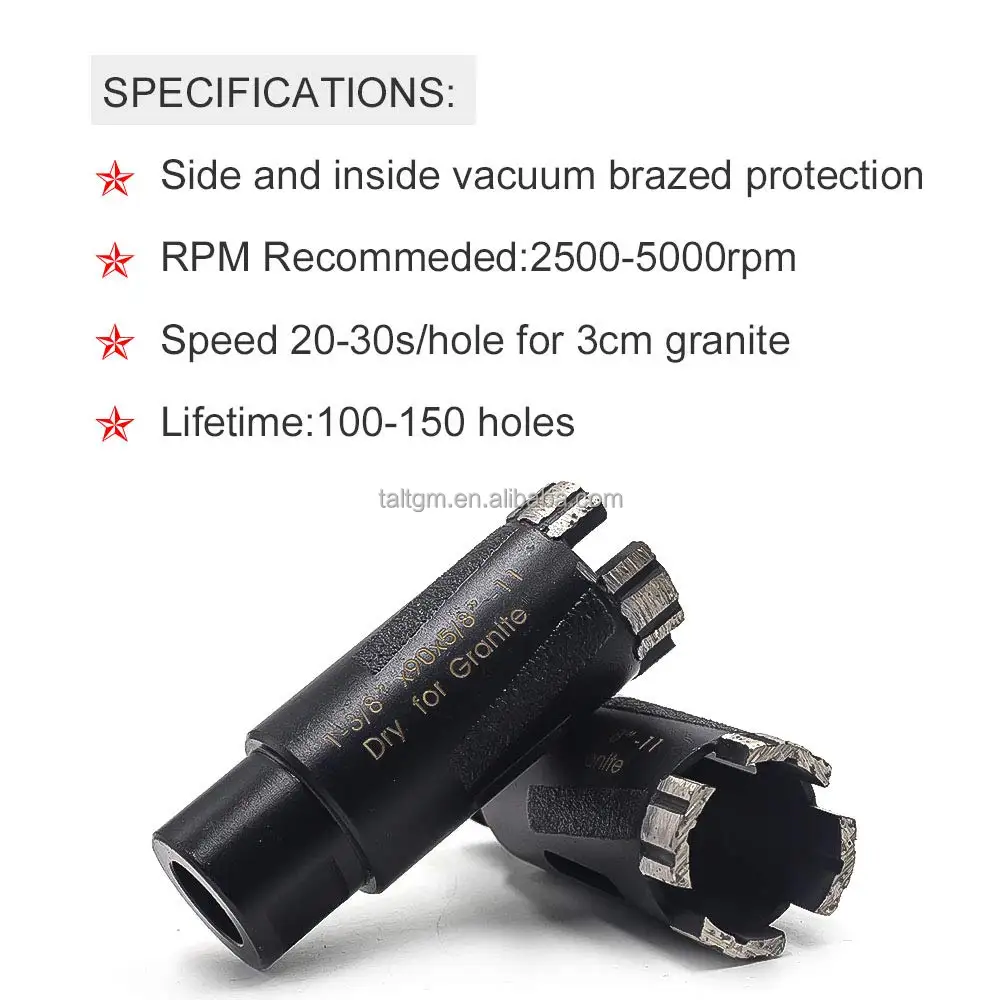 Вакуумное паяное Diamond6-35mm сухое сверло M14 резьбовое коронное гранитное ядро