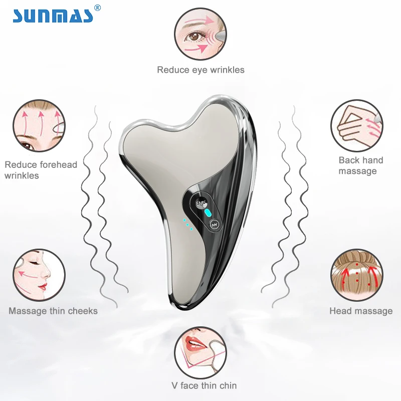 High vibration mini EMS facial massager roller guasha scraping massage tool