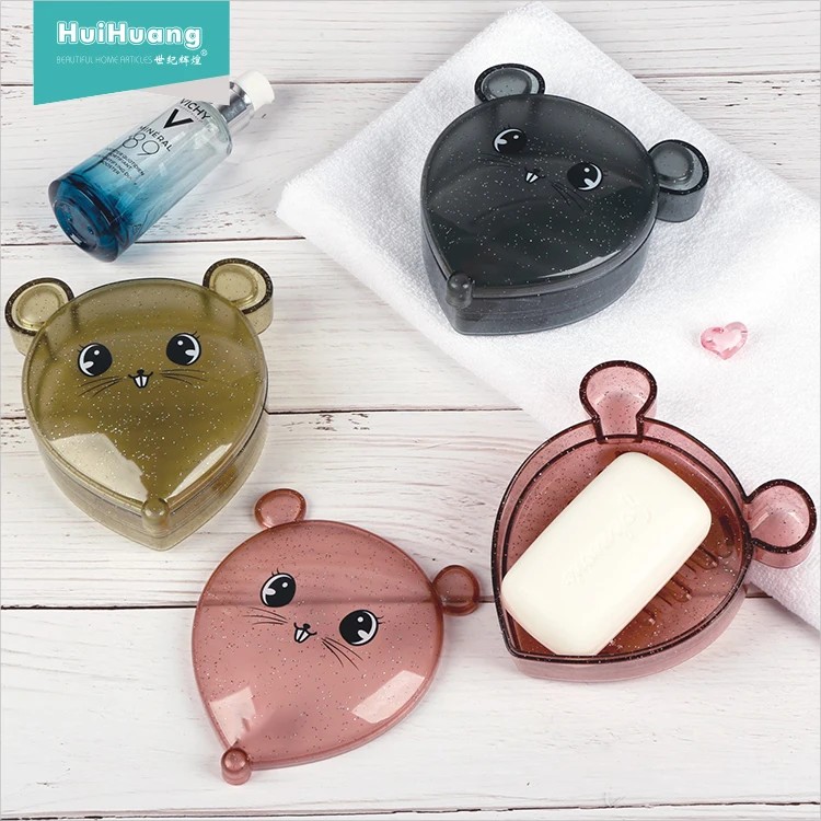 
 Аксессуары для ванной комнаты, прозрачная Пластиковая Коробка для мыла в форме мыши, пластиковый чехол для мыла для путешествий  