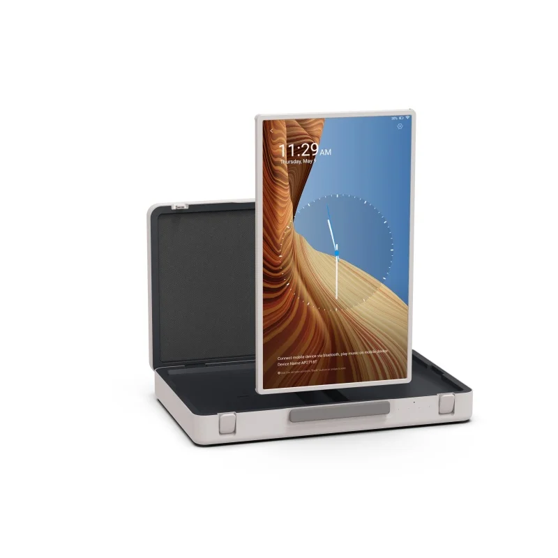 27 Inch Touch Screen Follow Me Go Smart Screen Packed All In One Briefcase Portable Battery Powered Smart Display