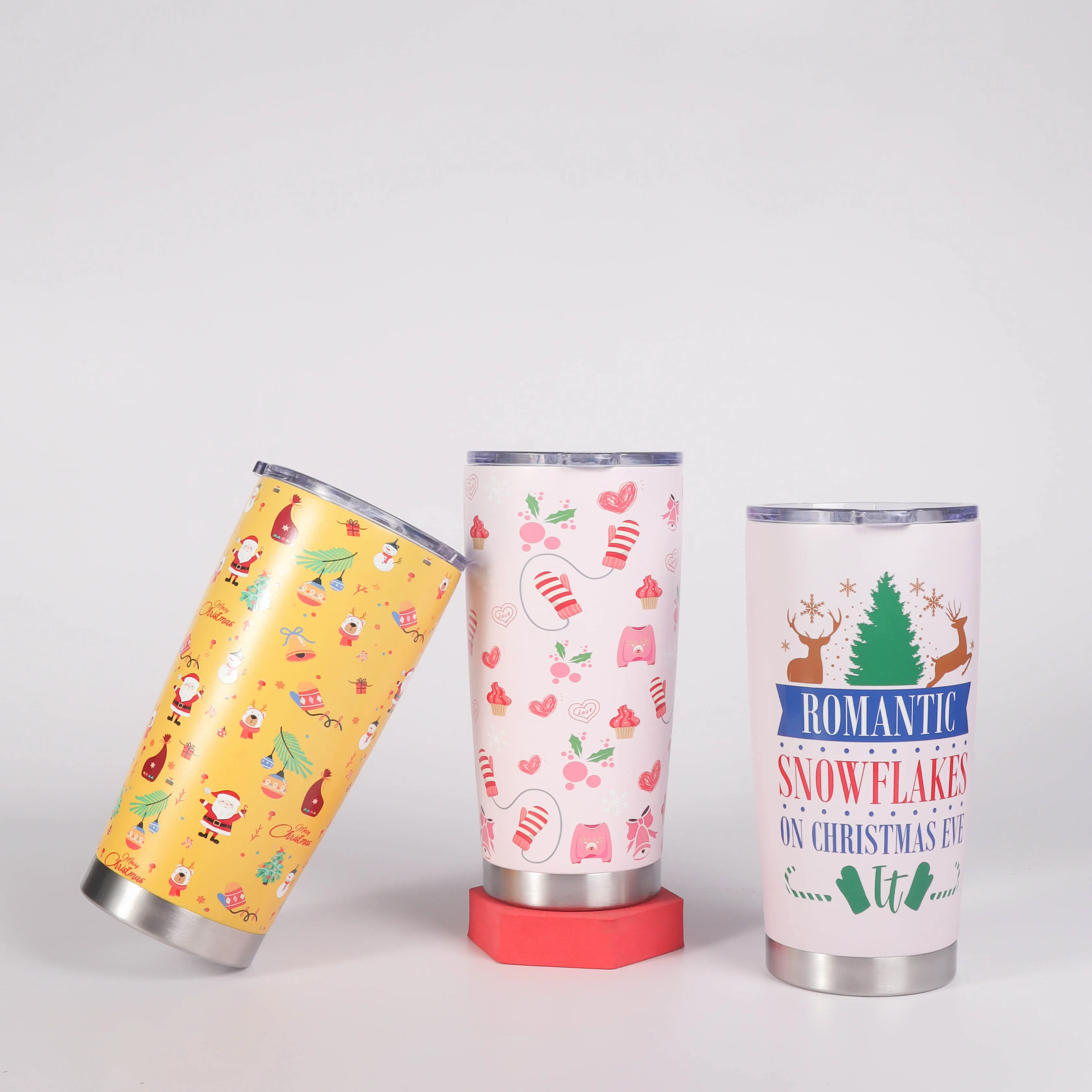 20oz Christmas Tumbler, Stainless Steel and Double Wall Insulated Travel Coffee Mug with Lid