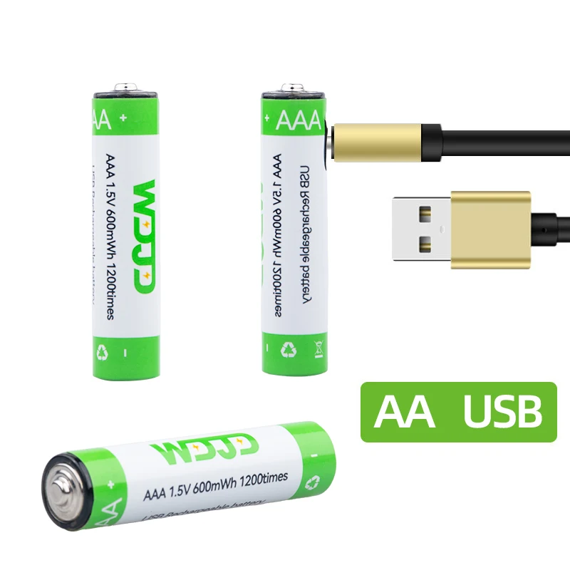 Best Price Wholesale Rechargeable 600mWh 1.5V Lithium AAA Battery with Type C USB  For Sale