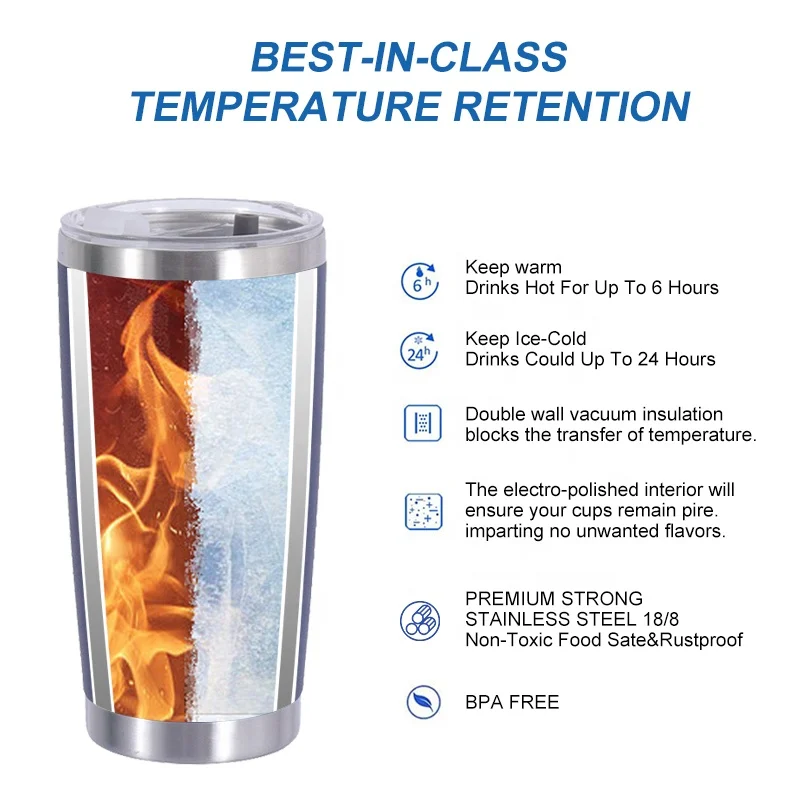 TY Custom logo 20oz stainless steel tumbler Double wall vacuum insulated Travel Mug   with Slider Lid and straw
