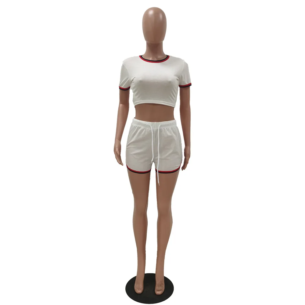 Оптовая продажа изготовленным на заказ логосом, Женский солидный цветной хлопчатобумажной ткани лямке спортивные тонкий шорты Комплект из двух предметов; Комплект из 2 предметов; Для женщин