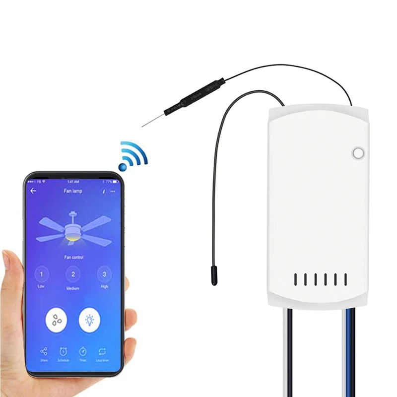 SONOFF iFan03 Wi-Fi Ceiling Fan And Light Controller support a 433mhz RF Remote control by App ewelink