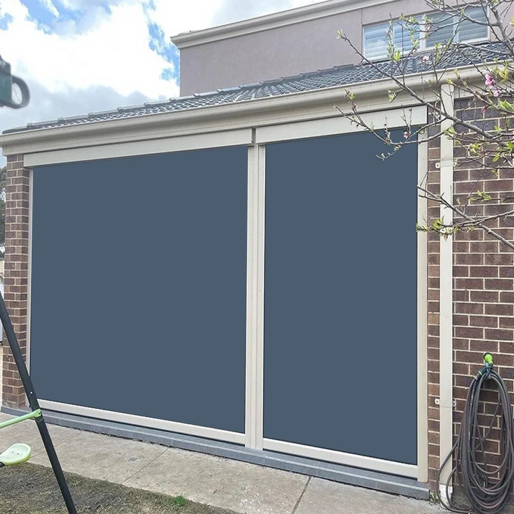 Rain Proof Retractable Blind Shades Motorized Zip Track Roller Blinds for garden