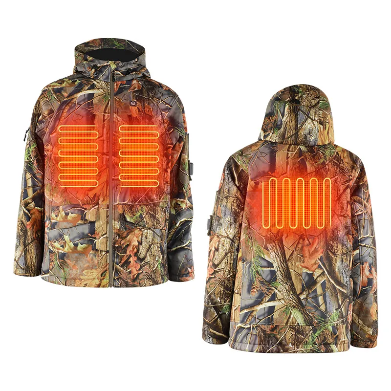 SAVIOR Outdoor Clothing Warm Winter Rechargeable Battery Powered Windproof Water-resistant Men Camouflage Hunting Jacket