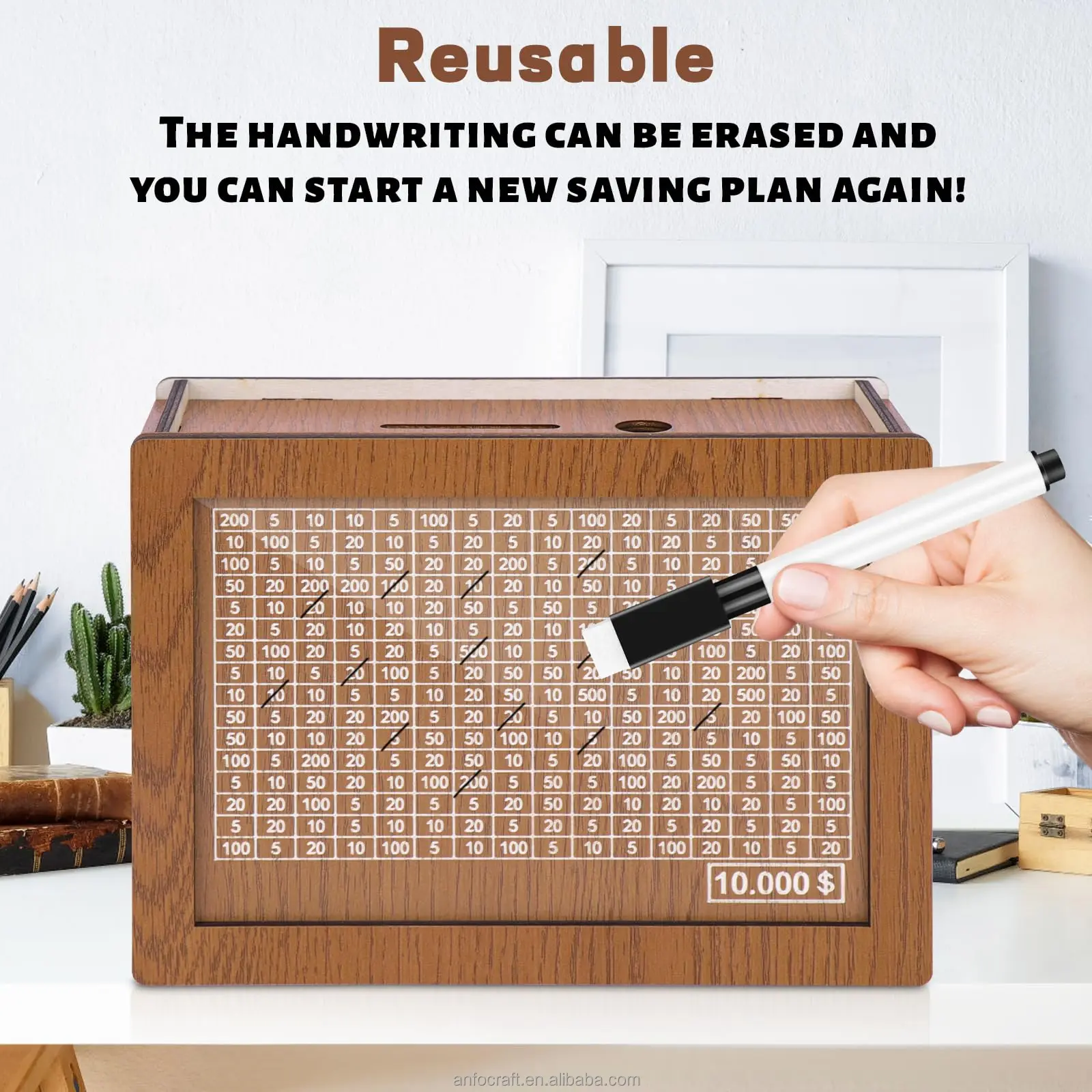 Wooden Pig Pattern Coin Counter Adults and Kids Savings Money Box Target Money Vault by Cash Vault Alcancias Cash box Savings
