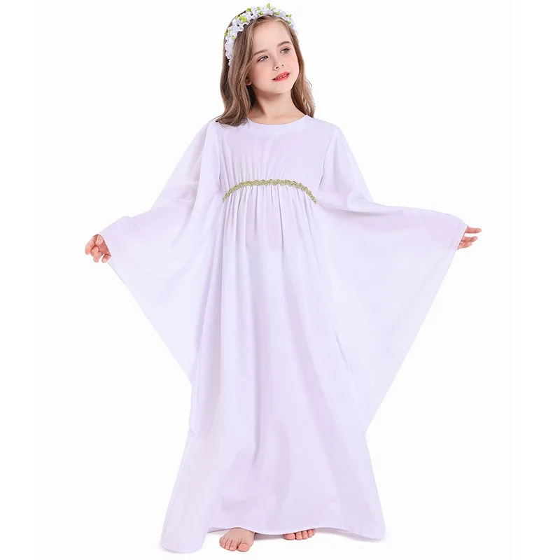 Halloween Angel Costume Girls White Angel Gown Kids Angel Costume for Cosplay