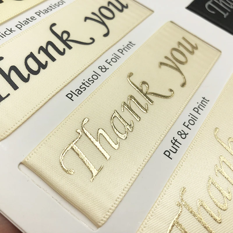 Gordon Ribbons Custom Gold Foil 3D Embossed Printed Gift Polyester Satin Ribbon With Logo Gift Packaging Ribbon