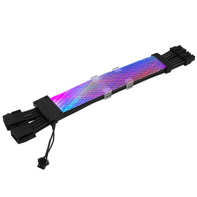 Гибкий плетеный кабель с двойной головкой светящийся RGB 24 pin для синхронизации компьютерного корпуса материнской платы